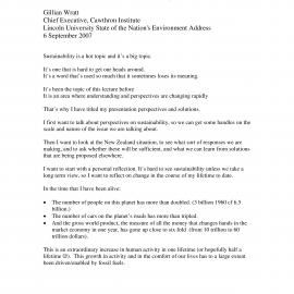 2007 
State of the Nation's Environment Address