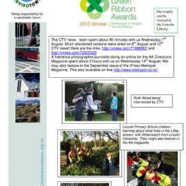 2013 09 Lincoln Envirotown Newsletter