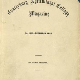 1920 Canterbury Agricultural College Magazine (No. 43 December 1920)