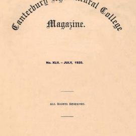 1920 Canterbury Agricultural College Magazine (No. 42 July 1920)