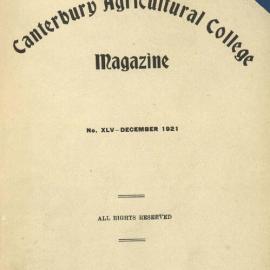 1921 Canterbury Agricultural College Magazine (No. 45 December 1921)