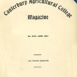 1921 Canterbury Agricultural College Magazine (No. 44 June 1921)