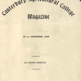1926 Canterbury Agricultural College Magazine (No. 51 December 1926)