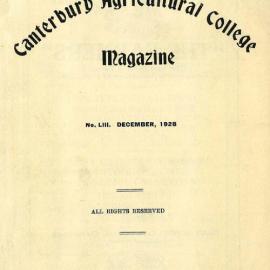1928 Canterbury Agricultural College Magazine (No. 53 December 1928)