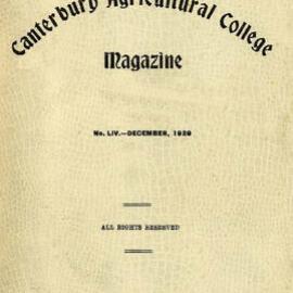 1929 Canterbury Agricultural College Magazine (No. 54 December 1929)