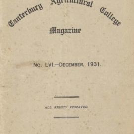1931 Canterbury Agricultural College Magazine (No. 56 December 1931)
