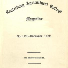 1932 Canterbury Agricultural College Magazine (No. 57 December 1932)