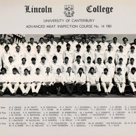 Lincoln College Advanced Meat Inspection Course No. 14, 1981 University of Canterbury