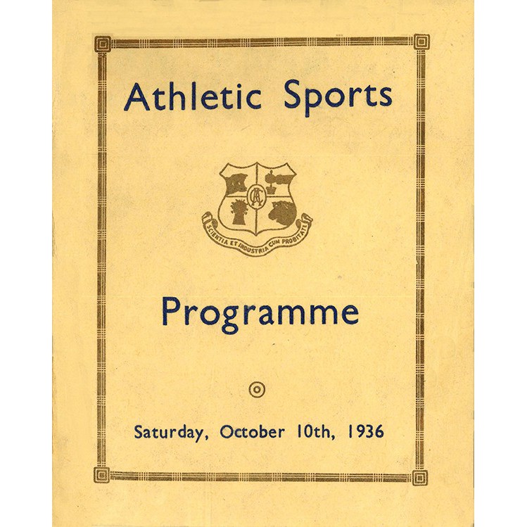 1936 Canterbury Agricultural College Athletic Sports Programme