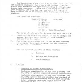 Fanny Report - Independent Committee Report on Halls Questionnaire, 1972