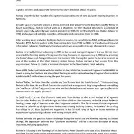 2017 Citation for Forbes Elworthy Bledisloe Medal Recipient