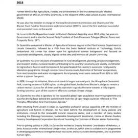 2018 Lincoln Alumni International Medal Citation- Dr Pema Gyamtsho Citation 