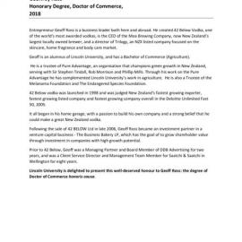 2018 Honorary Doctorate Citation Geoff Ross