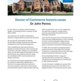 2019 Honorary Doctorate Citation John Penno