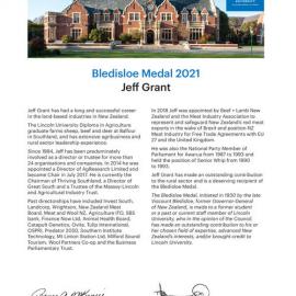 2021 Bledisloe Medal Citation Jeff Grant