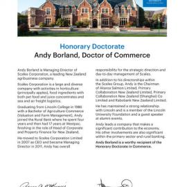 2021 Honorary Doctorate Citation Andy Borland