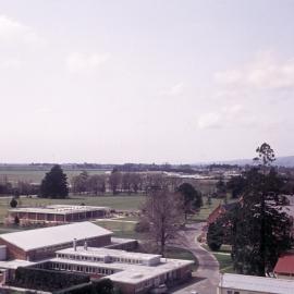 1950s View of the George Forbes building, Ivey Hall, and the Refectory