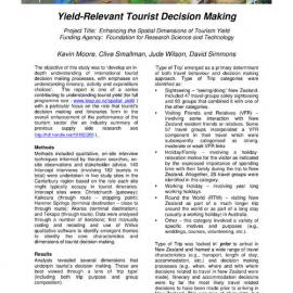 Yield-Relevant Tourist Decision Making