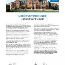 2024 Lincoln University Medal Citation - John Edward Gould
