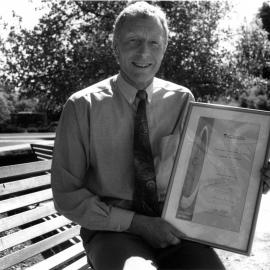 1994 The Director of Lincoln University's International Centre, Geoff Ormandy with the NZ Export Award certificate