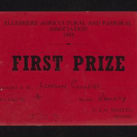 Ellesmere A&P Show Certificate, 1968, First Prize, Lincoln College, Romney (Class 16)