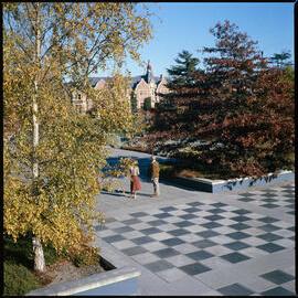 A view of the campus from the Hilgendorf building. In the distance, Ivey Hall can be seen, 1976