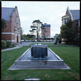 Fountain in Memorial Hall courtyard, September 1978