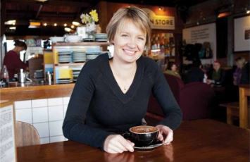 Prepared to pay that little bit extra, Senior Lecturer in Business Management, Dr Michaela Balzarova, enjoys a cup of fair trade coffee at Christchurch's Addington Coffee Co-op.