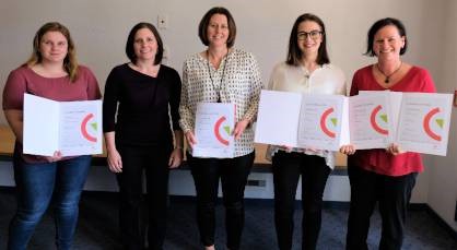 Pictured, from left to right, are Fiona Pahl, Amy Densem (CA ANZ), Levana Jackson, Petrina Owen (CA ANZ), Rhonda Jacques. Karyna Thomas is missing from the photo.