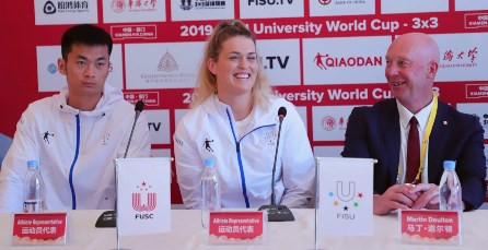  LU captain Connie Poletti represents all the female athletes in the media conference.