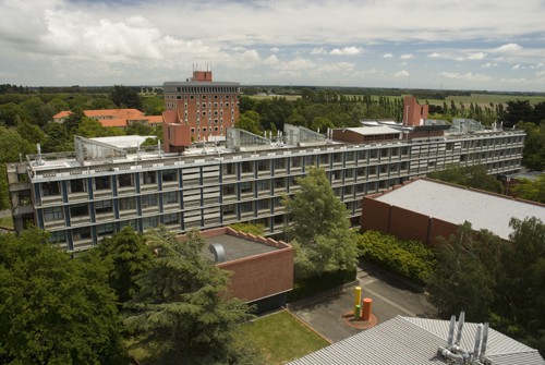A view of Hilgendorf building with Forbes building in the background