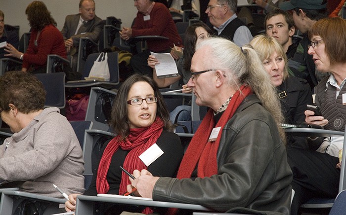 Mr Challenger at the Resilient Futures conference with Christchurch City Council Senior Landscape Planner Hannah Lewthwaite, a Lincoln University graduate. 