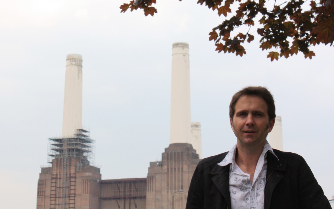 Sam Martin in front of Battersea Powerstation