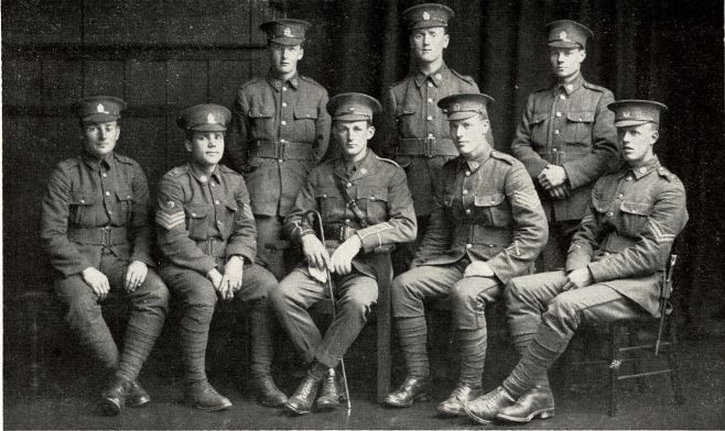 The first students from Canterbury Agricultural College who volunteered for active service, August 1914. 