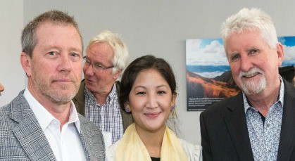 Professor David Simmons, left, Dawa Sherpa and Lincoln University Interim Vice-Chancellor John Hay. Photo David Hollander.