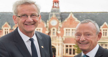 Tom Lambie, left, with new Chancellor Tony Hall. 

Photo Credit David Alexander