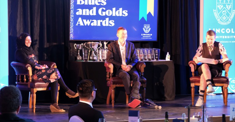 Dr Hafsa Ahmed and Sam Bosworth are interviewed onstage by Master of Ceremonies Karen O’Leary.