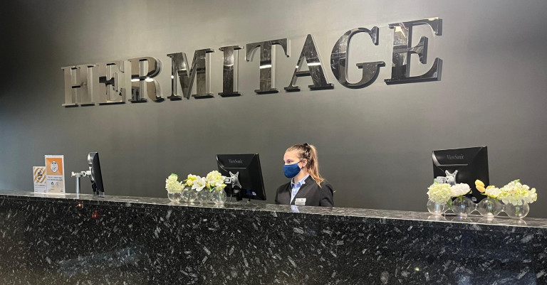 PHOTO: Lincoln University Hotel and Tourism Management student, Mia Cameron-Butterfield, gains practical experience on reception at The Hermitage, as part of her summer internship. 